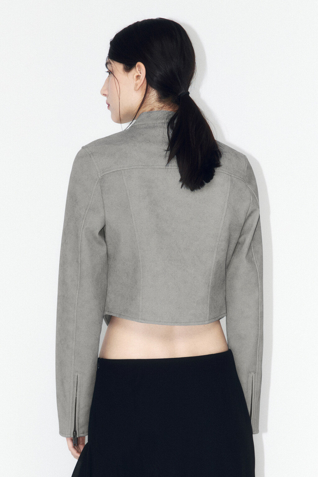 Куртка укороченная в байкерском стиле - цвет зеленый - 4