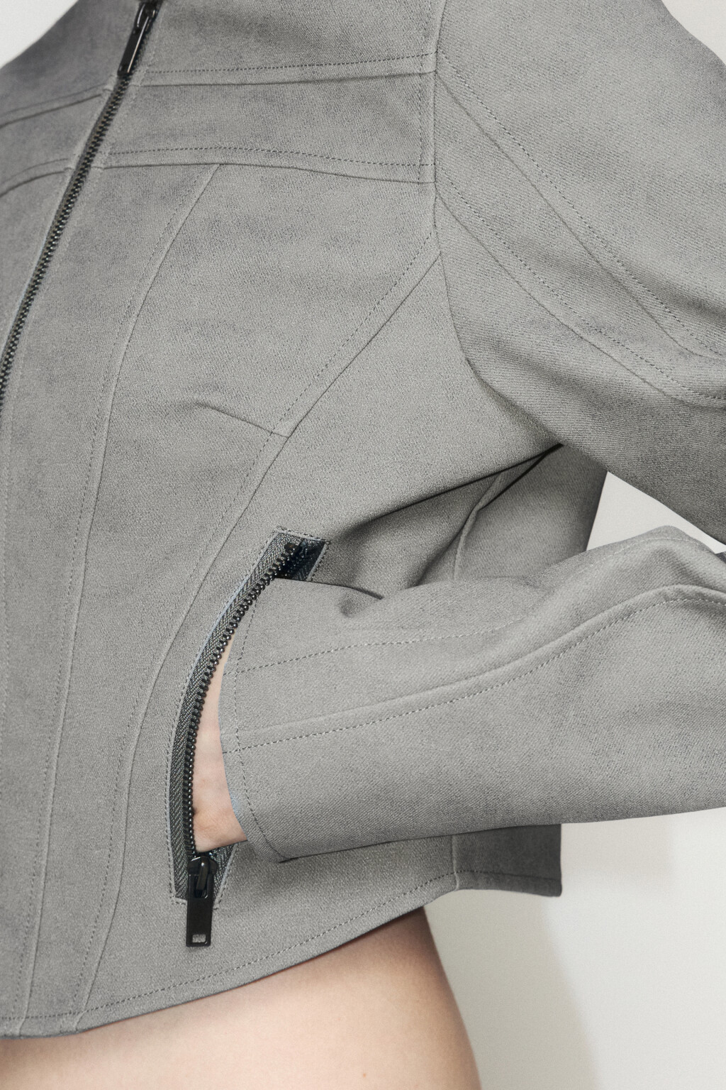 Куртка укороченная в байкерском стиле - цвет зеленый - 7