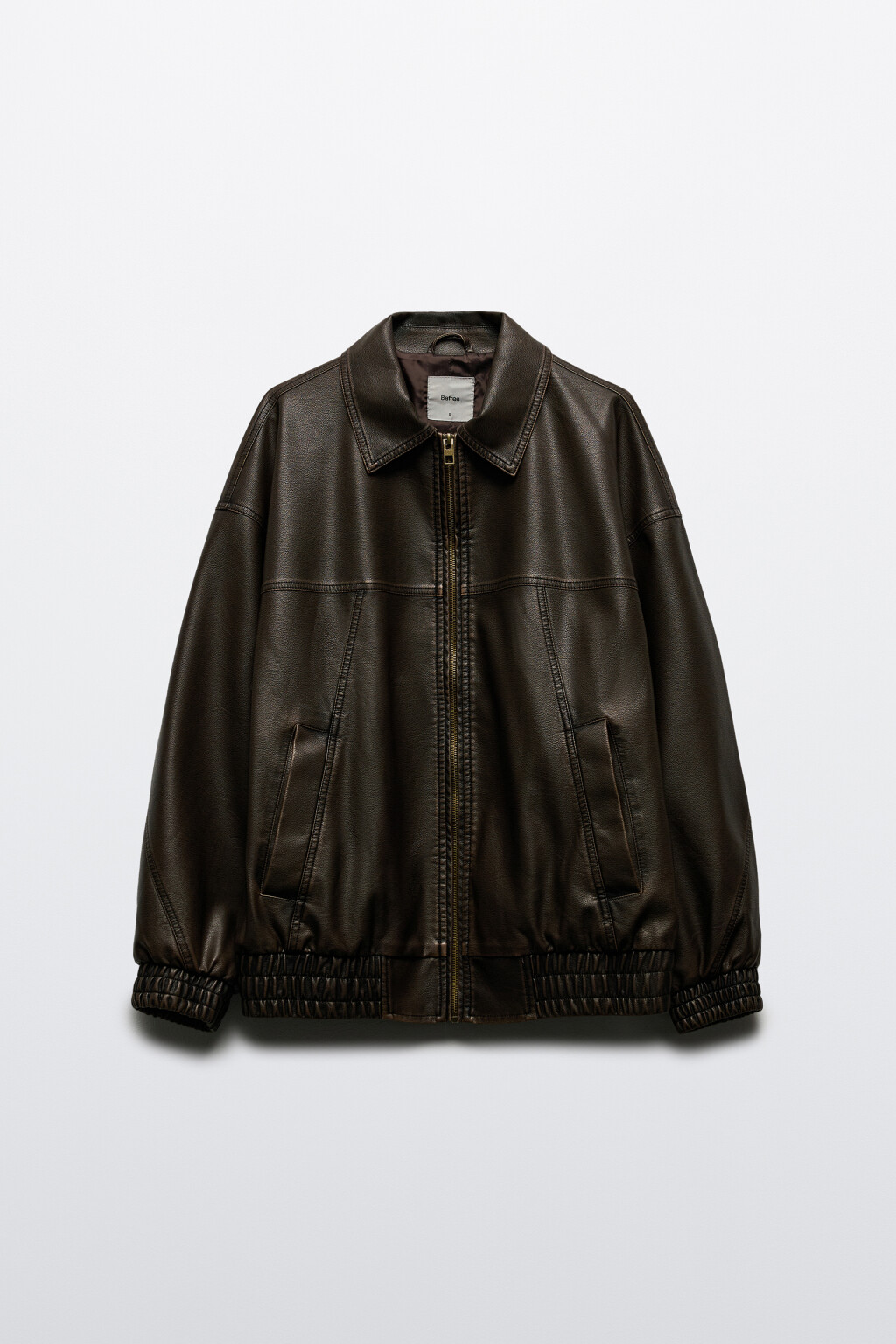 Куртка-бомбер oversize из искусственной кожи - цвет коричневый - 9