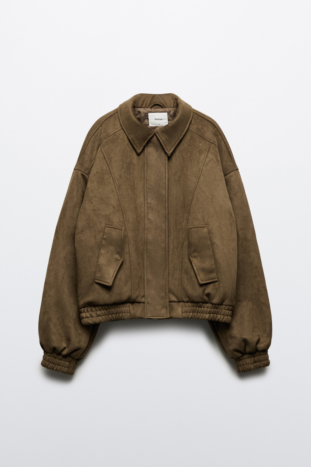 Куртка-бомбер утепленная с замшевой фактурой - цвет зеленый - 9