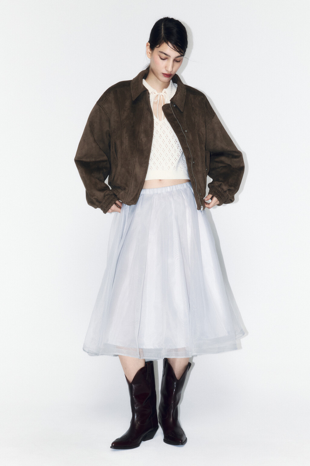 Куртка-бомбер утепленная с замшевой фактурой - цвет зеленый - 5