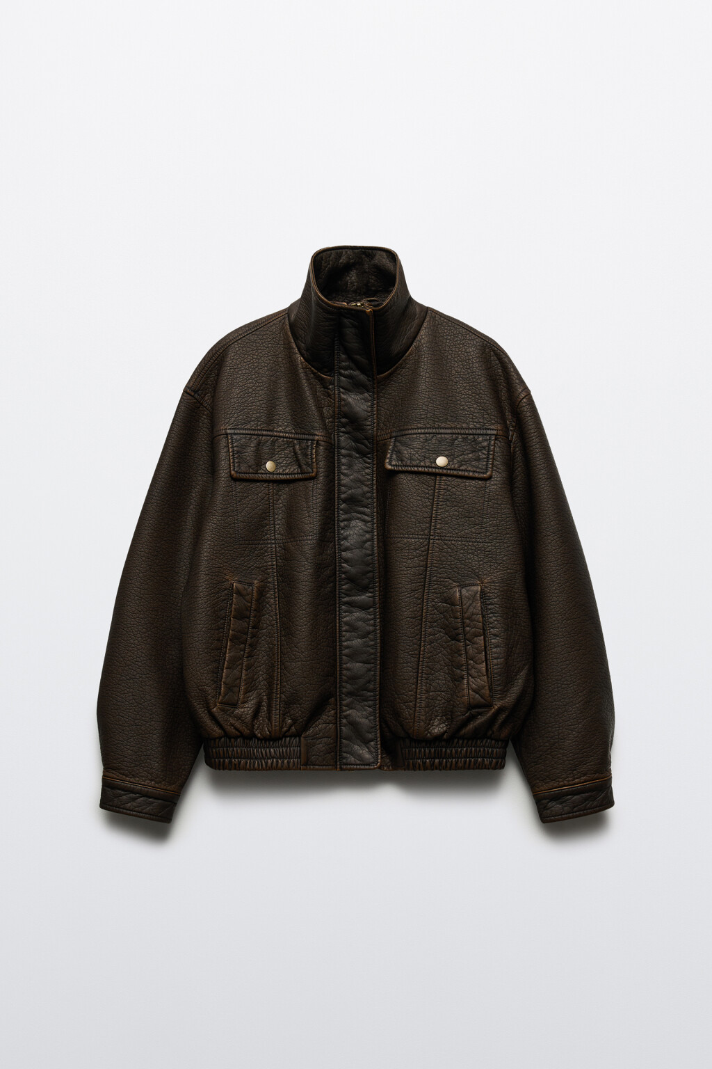 Куртка-бомбер с вареным эффектом - цвет коричневый - 8