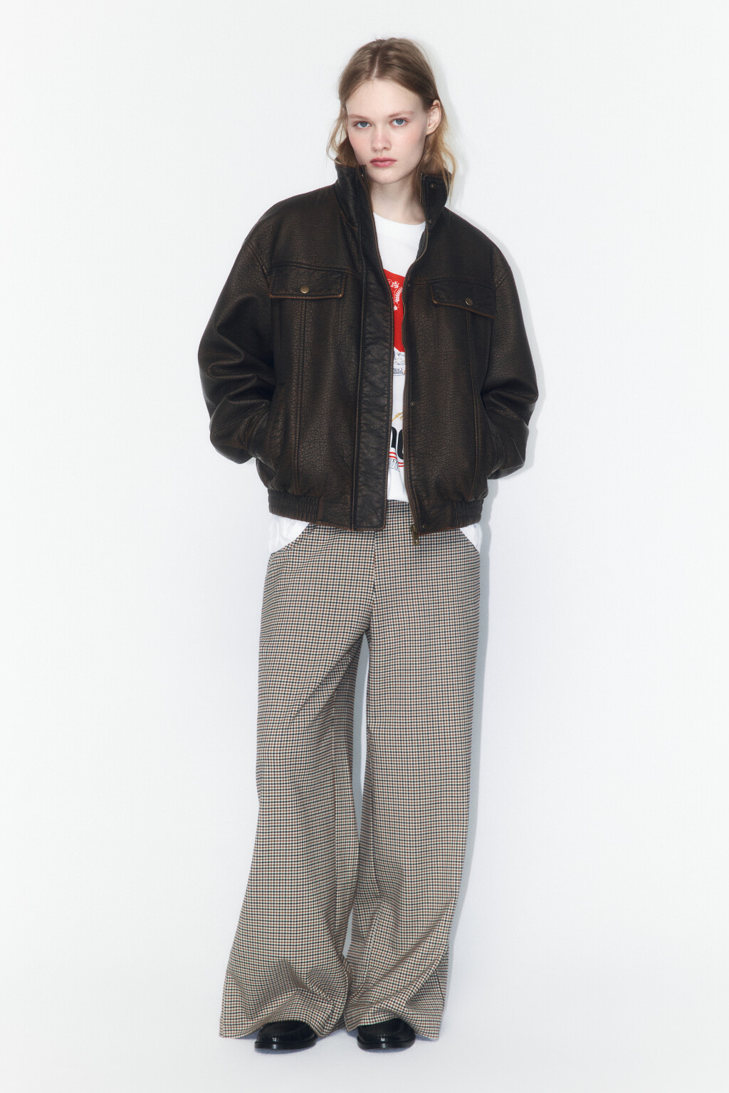 Куртка-бомбер с вареным эффектом - цвет коричневый - 4