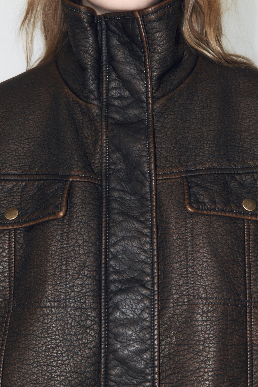 Куртка-бомбер с вареным эффектом - цвет коричневый - 5