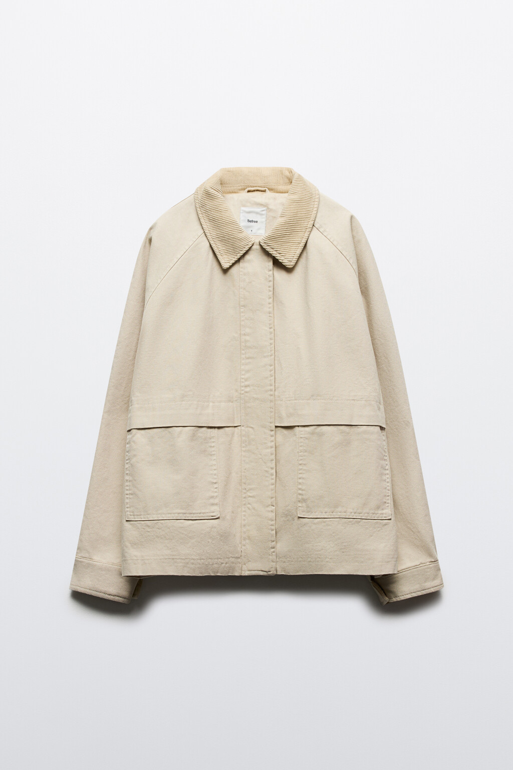Куртка-рубашка с вельветовым воротником - цвет бежевый - 10
