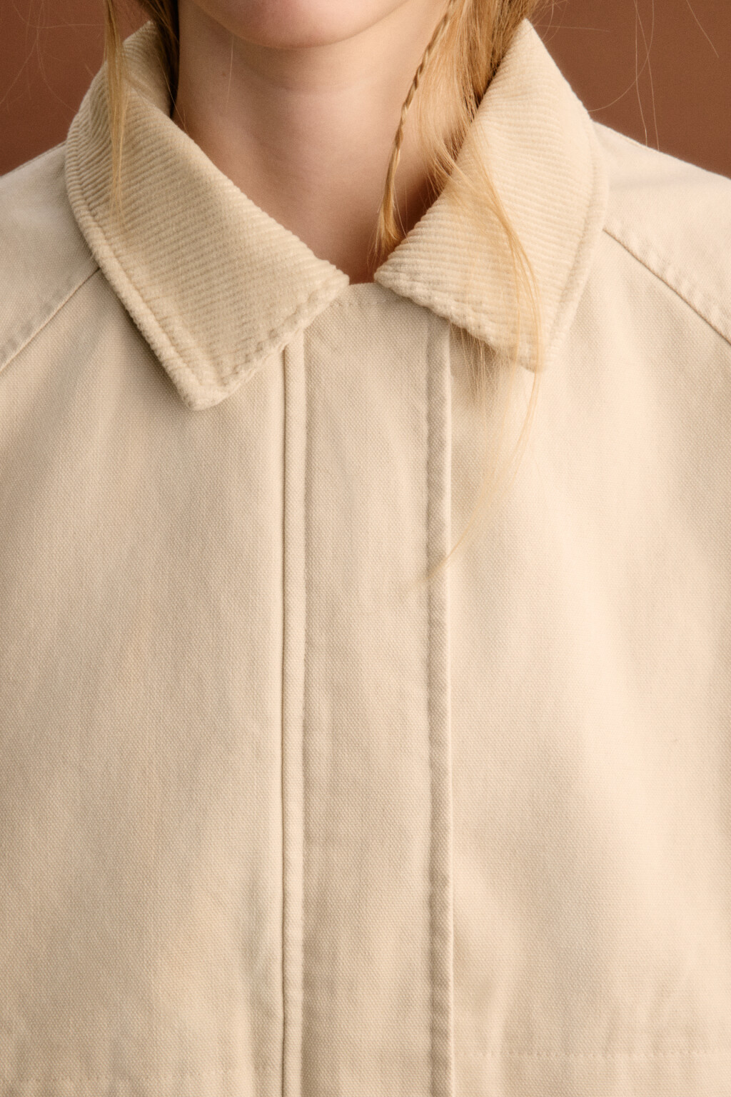 Куртка-рубашка с вельветовым воротником - цвет бежевый - 7