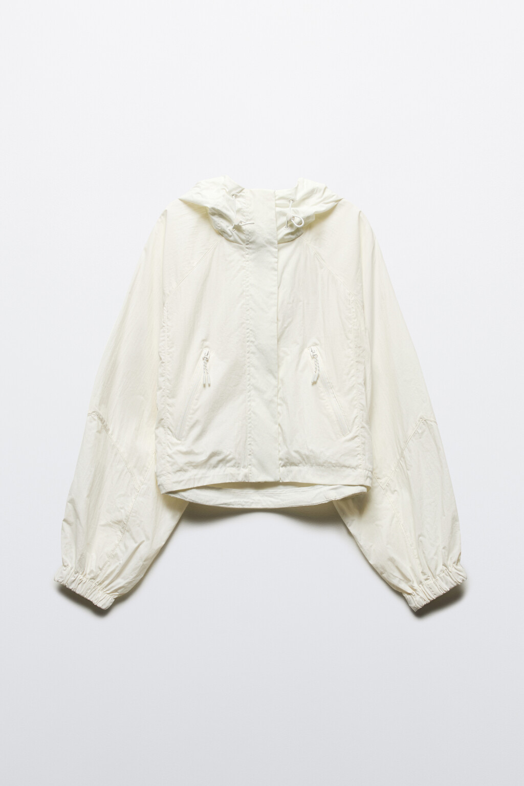 Куртка-ветровка свободная с капюшоном - цвет белый - 9