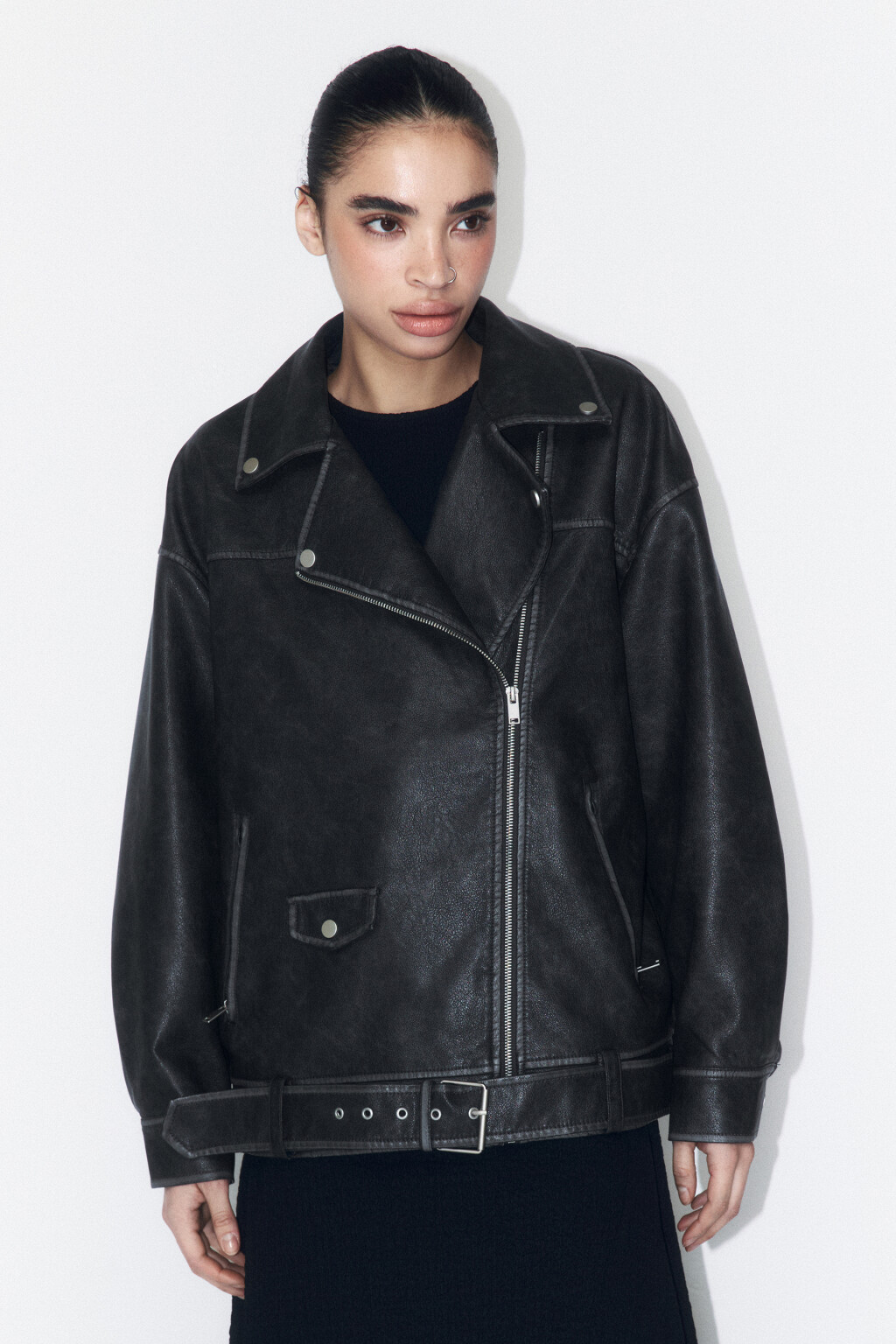 Куртка-косуха oversize с вареным эффектом - цвет серый - 3