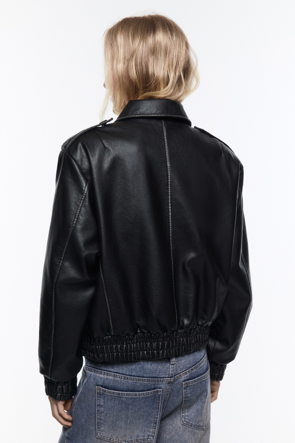 Куртка-бомбер с состаренным эффектом - цвет черный - 4