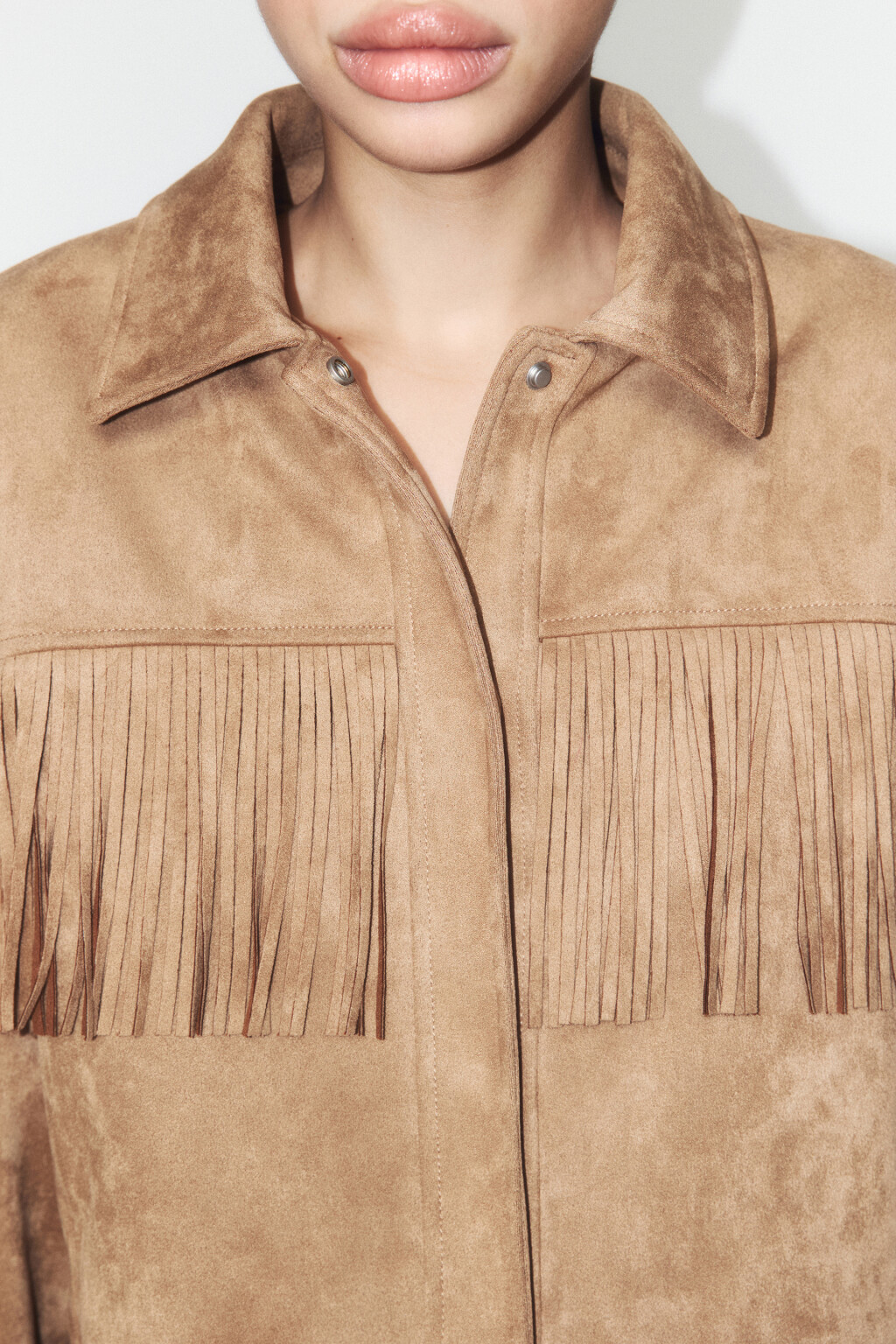 Куртка-рубашка ковбойская с бахромой - цвет бежевый - 6