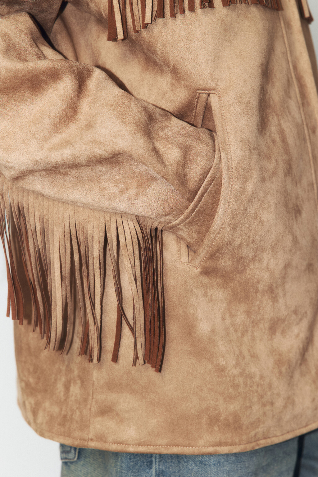 Куртка-рубашка ковбойская с бахромой - цвет бежевый - 7