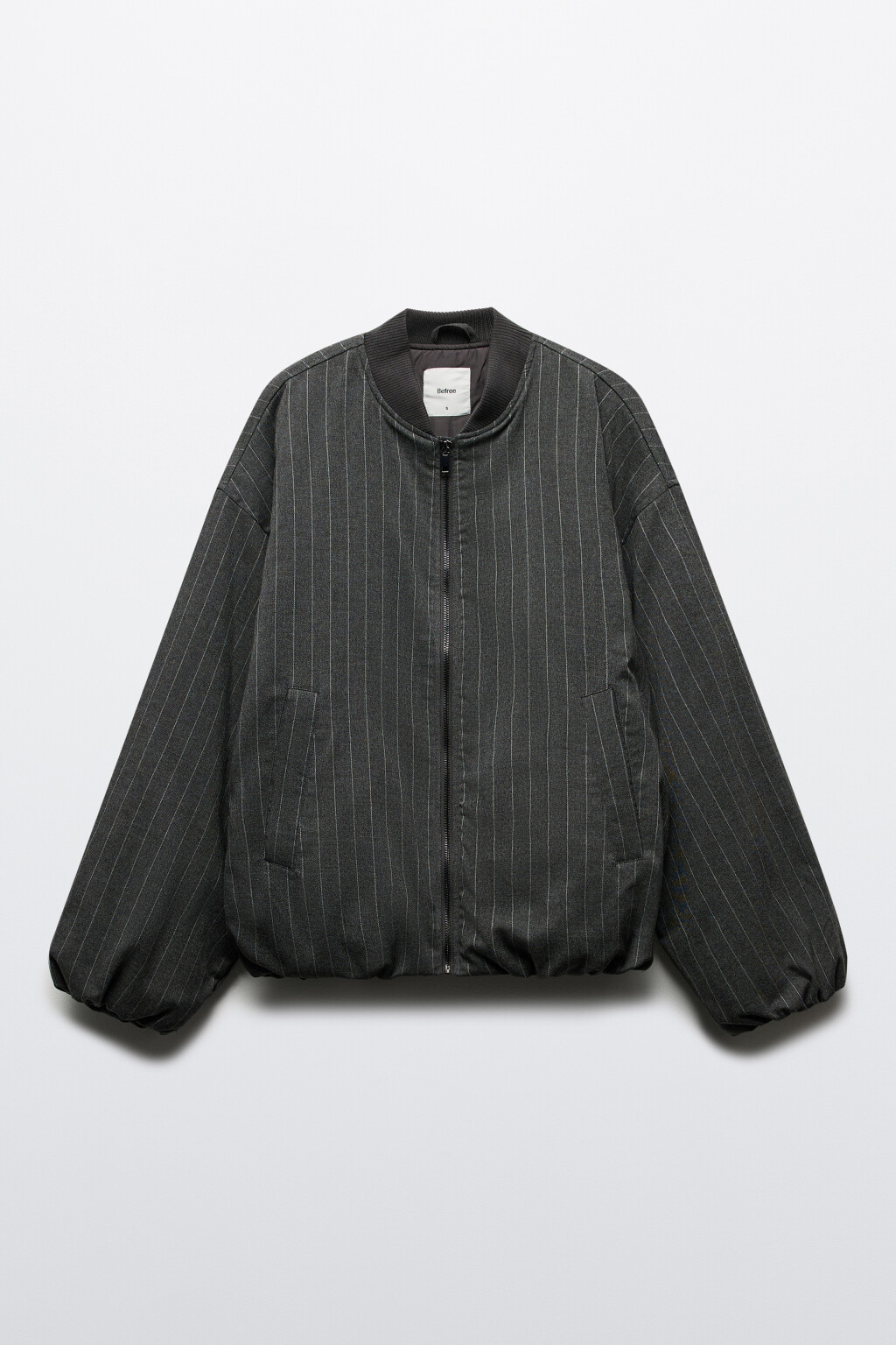 Куртка-бомбер утепленная в полоску - цвет серый - 8