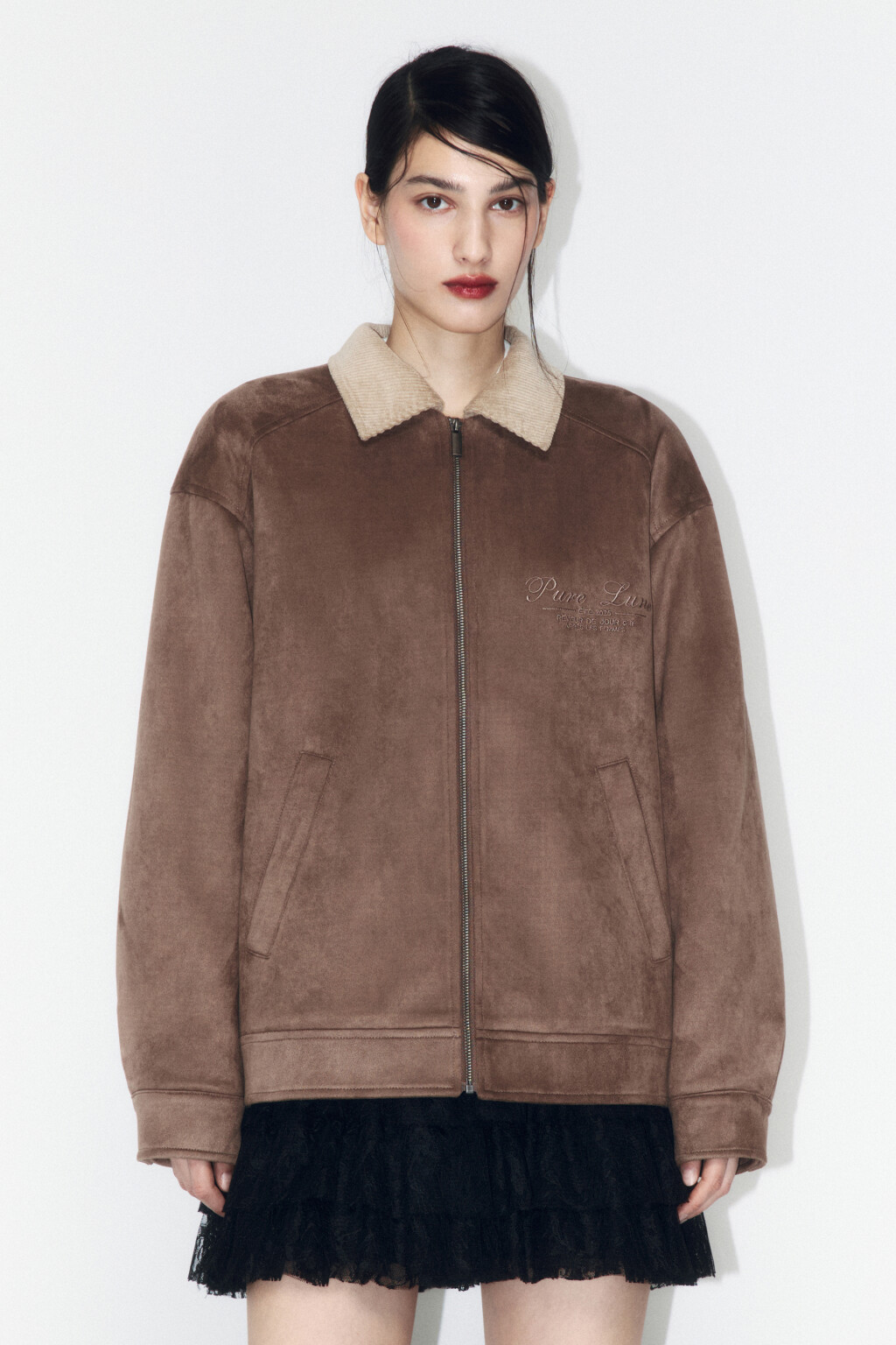 Куртка из искусственной замши на утеплителе - цвет коричневый - 2