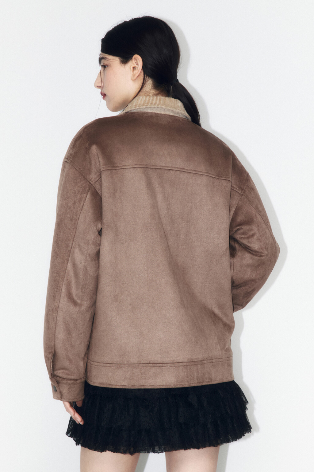 Куртка из искусственной замши на утеплителе - цвет коричневый - 3