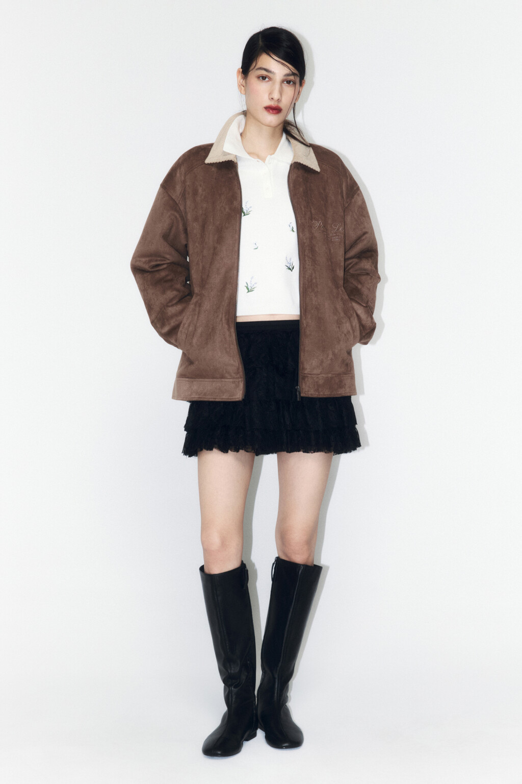 Куртка из искусственной замши на утеплителе - цвет коричневый - 4