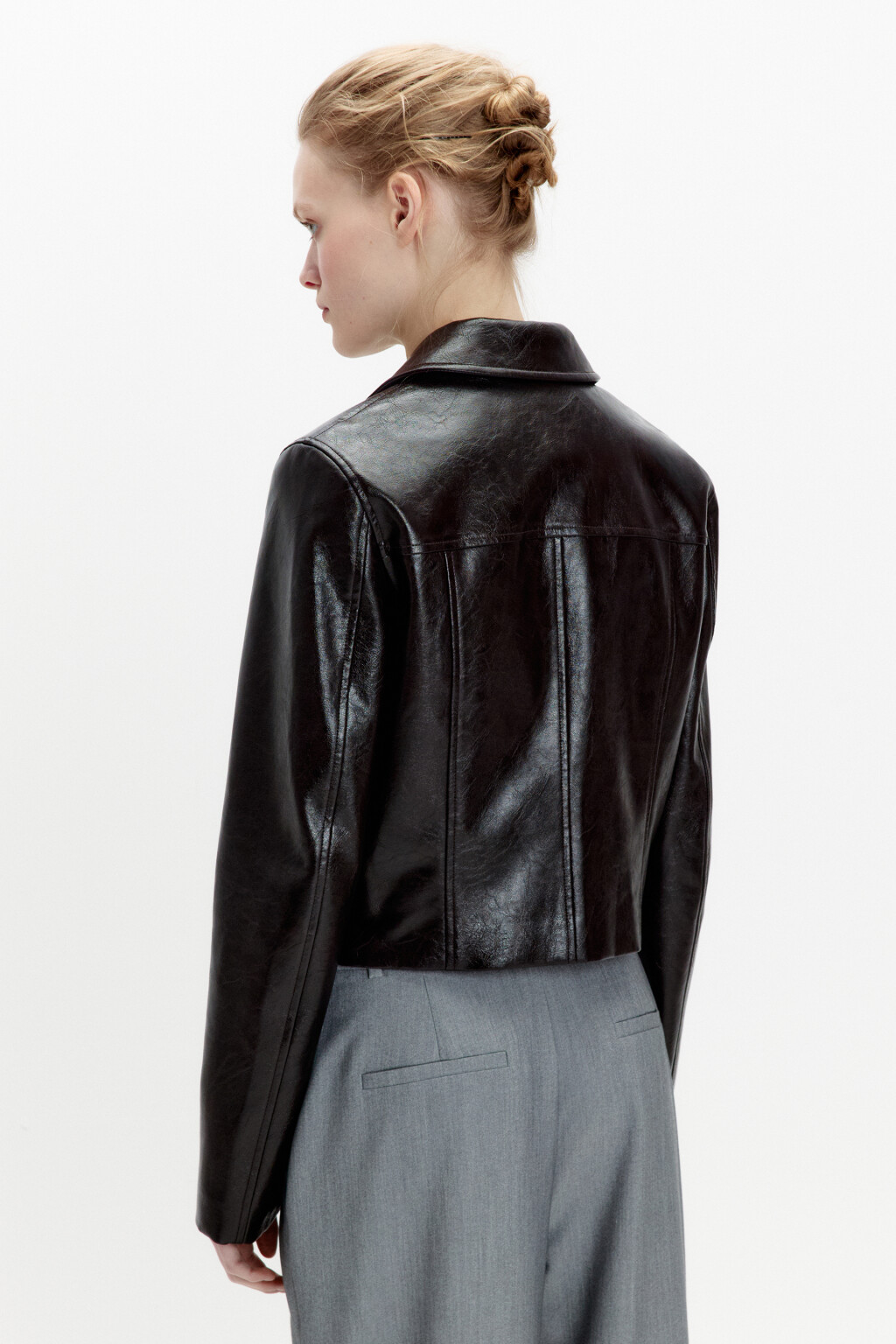 Куртка приталенная лаковая - цвет коричневый - 4