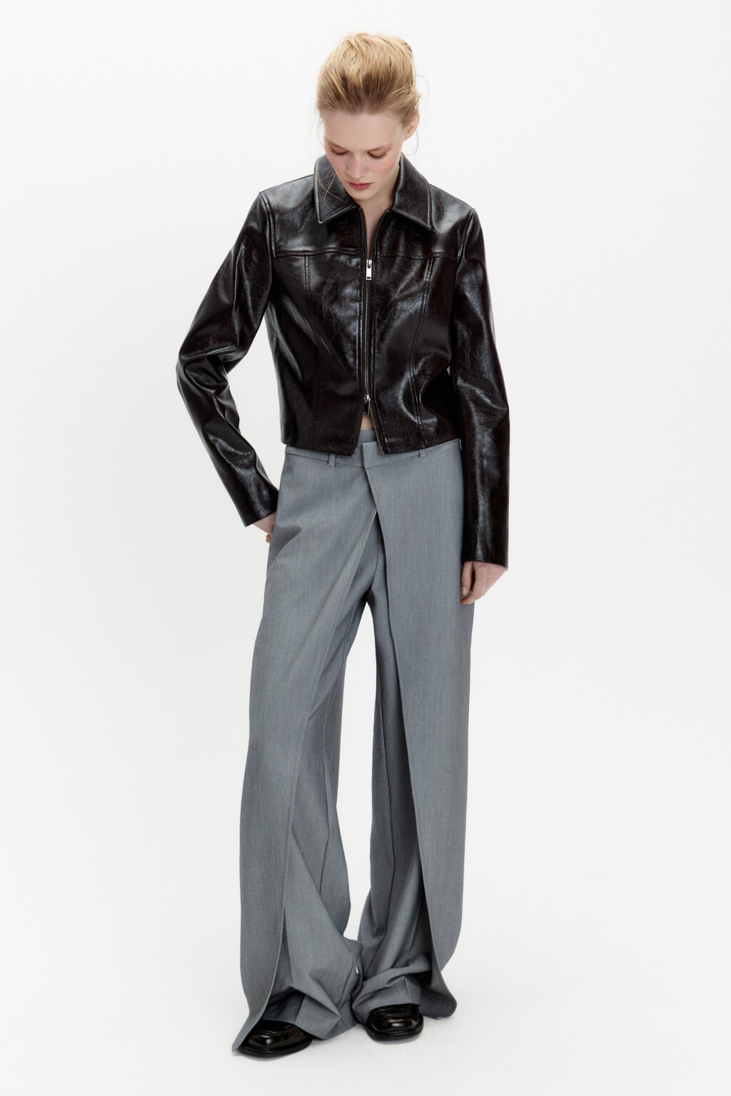 Куртка приталенная лаковая - цвет коричневый - 5