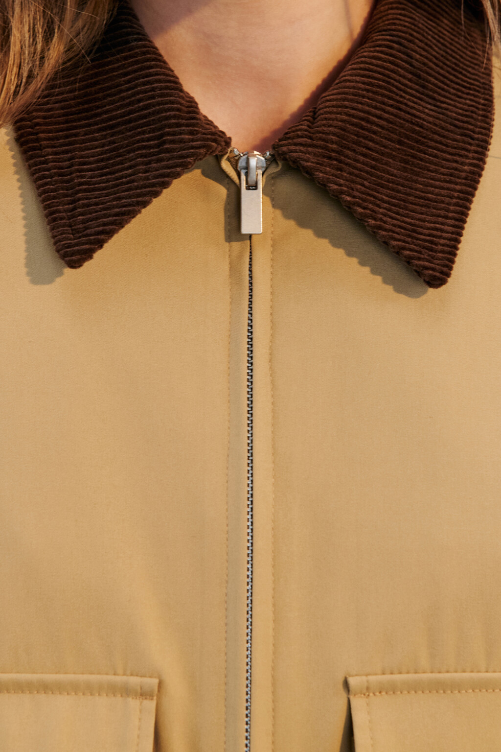 Куртка-рубашка с вельветовым воротником - цвет бежевый - 6