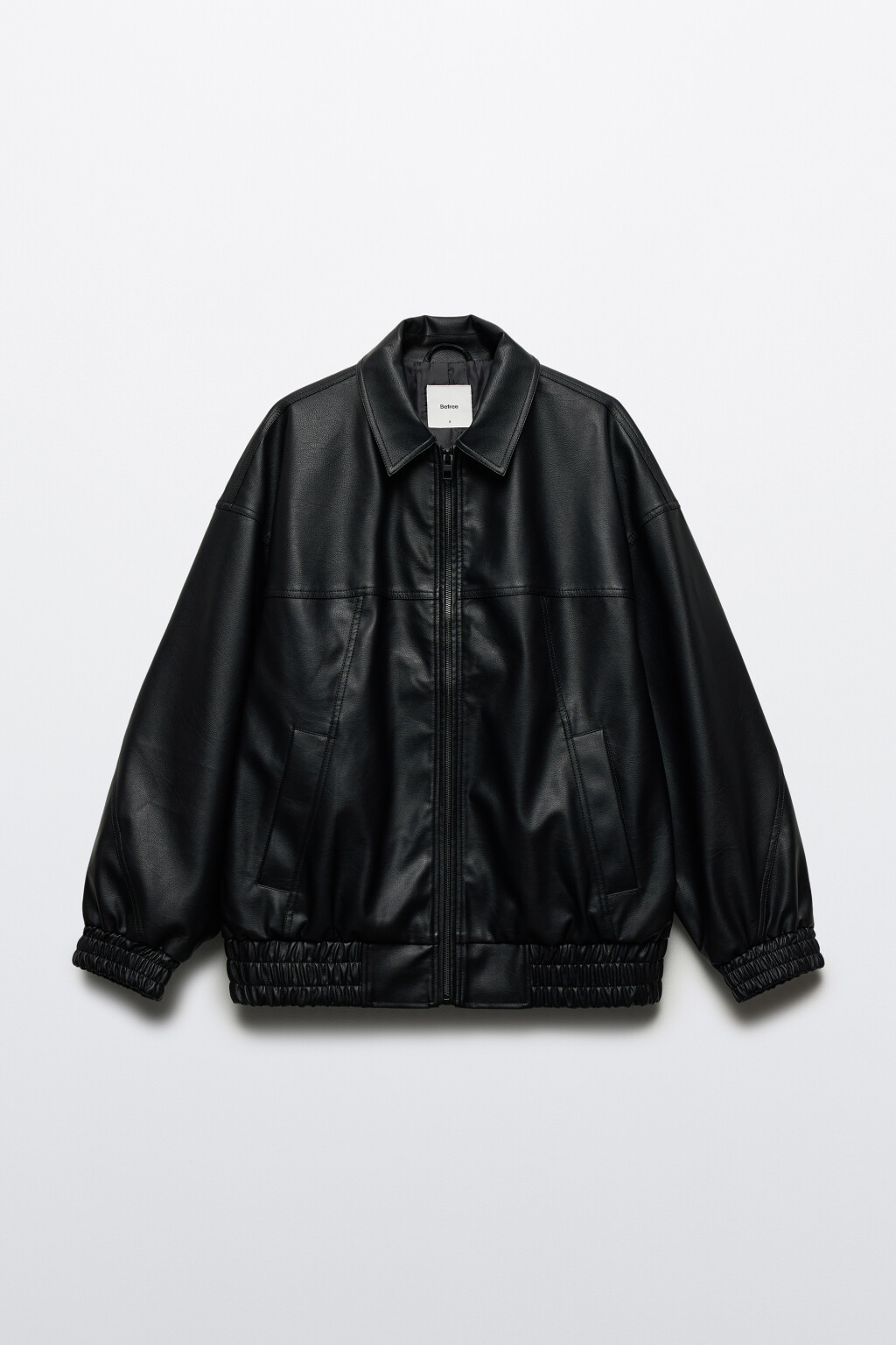 Куртка-бомбер oversize из искусственной кожи - цвет черный - 10
