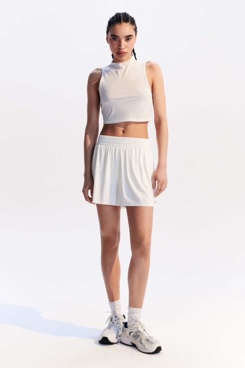 Шорты спортивные свободного кроя - цвет ванильный - 4