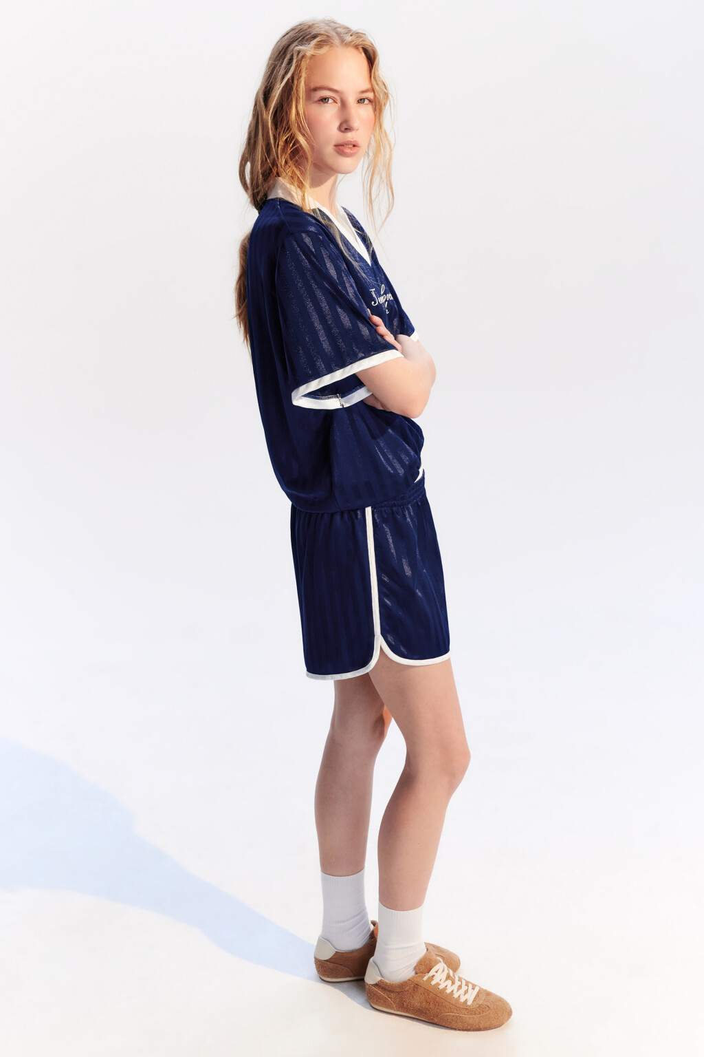 Шорты спортивные атласные - цвет синий - 2