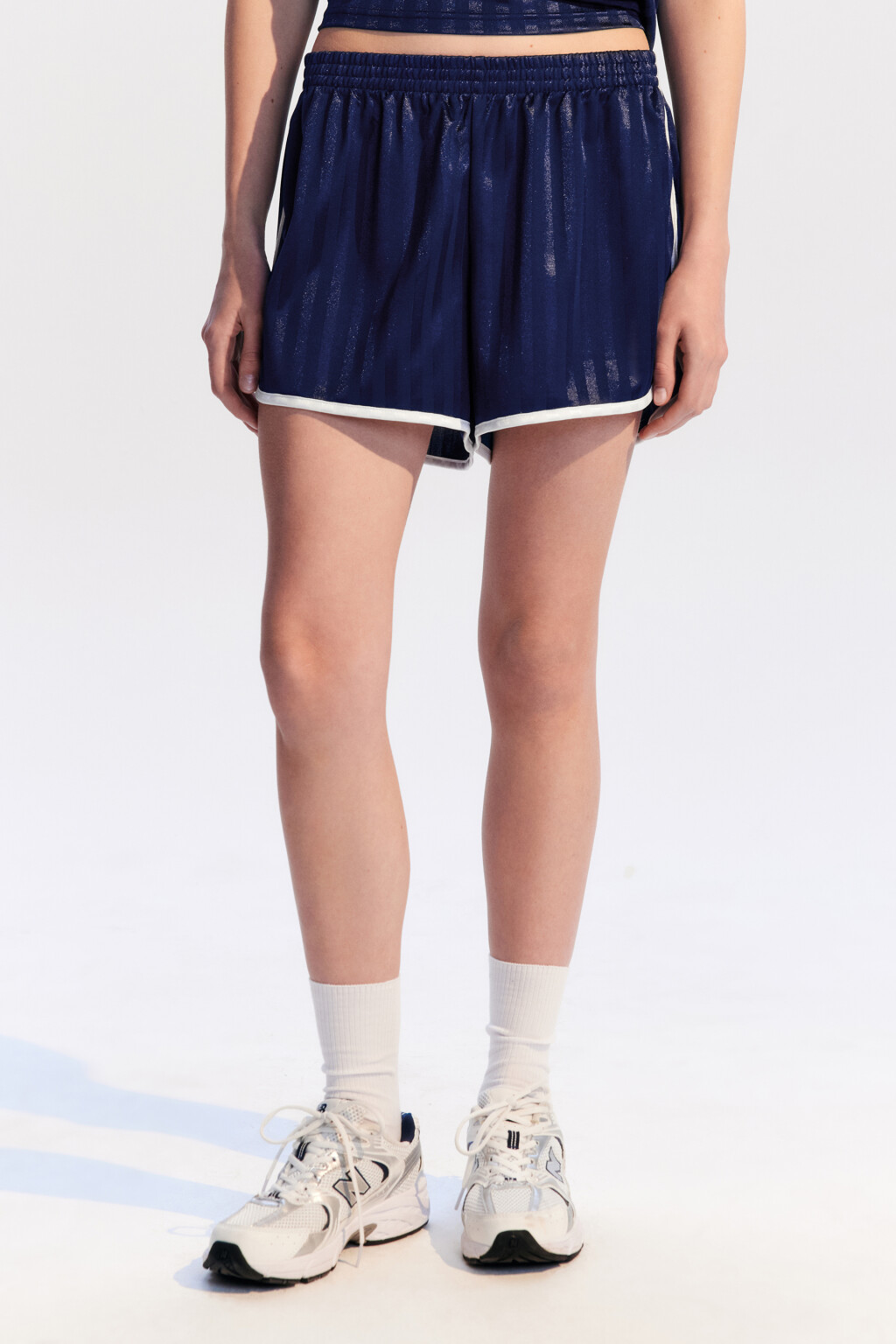 Шорты спортивные атласные - цвет синий - 3