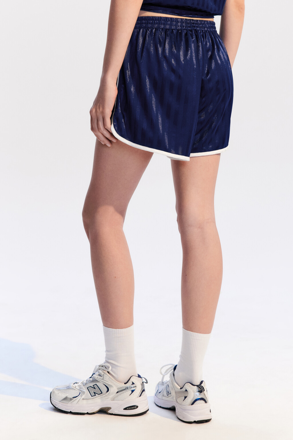 Шорты спортивные атласные - цвет синий - 4