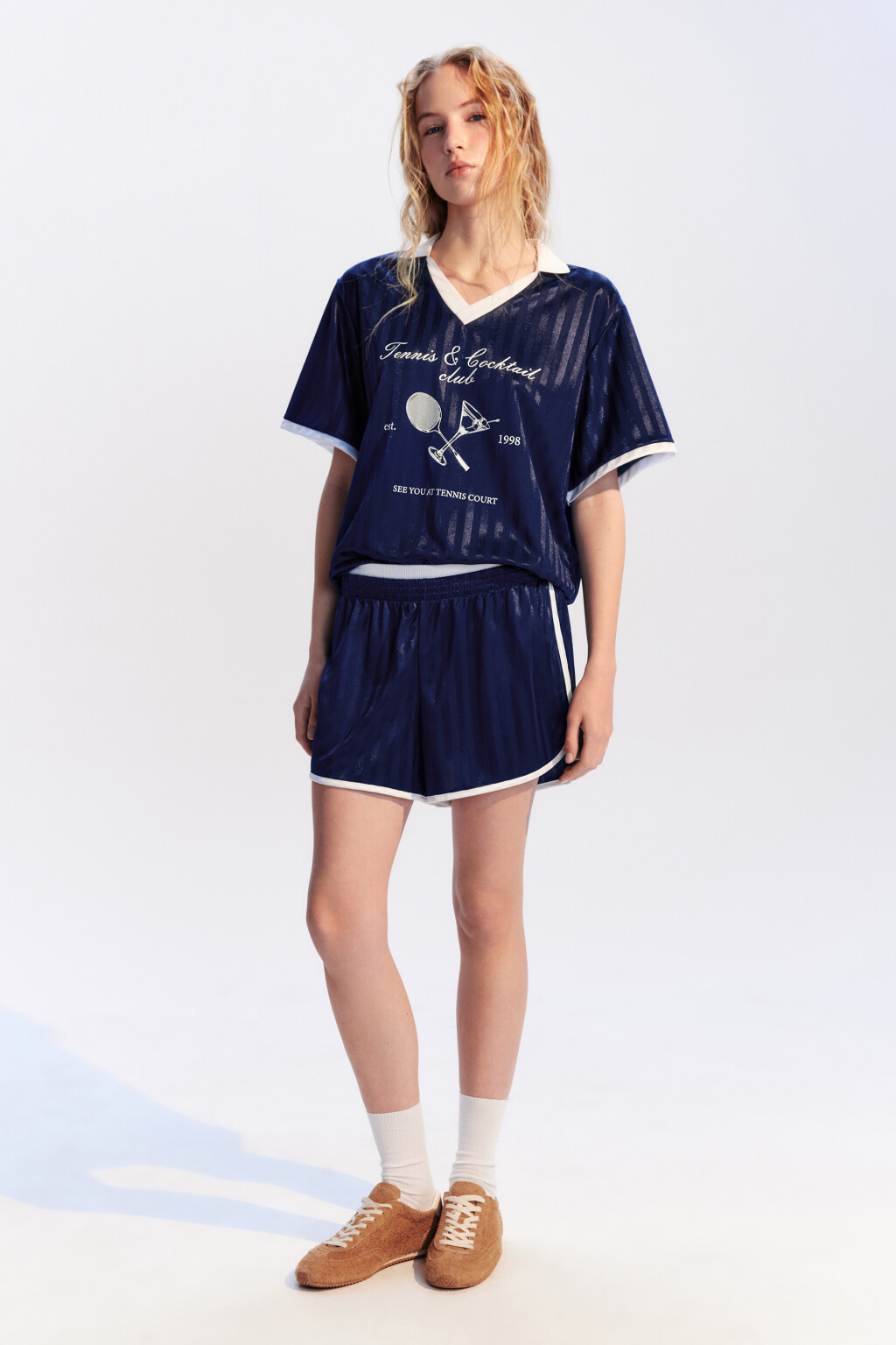 Шорты спортивные атласные - цвет синий - 5