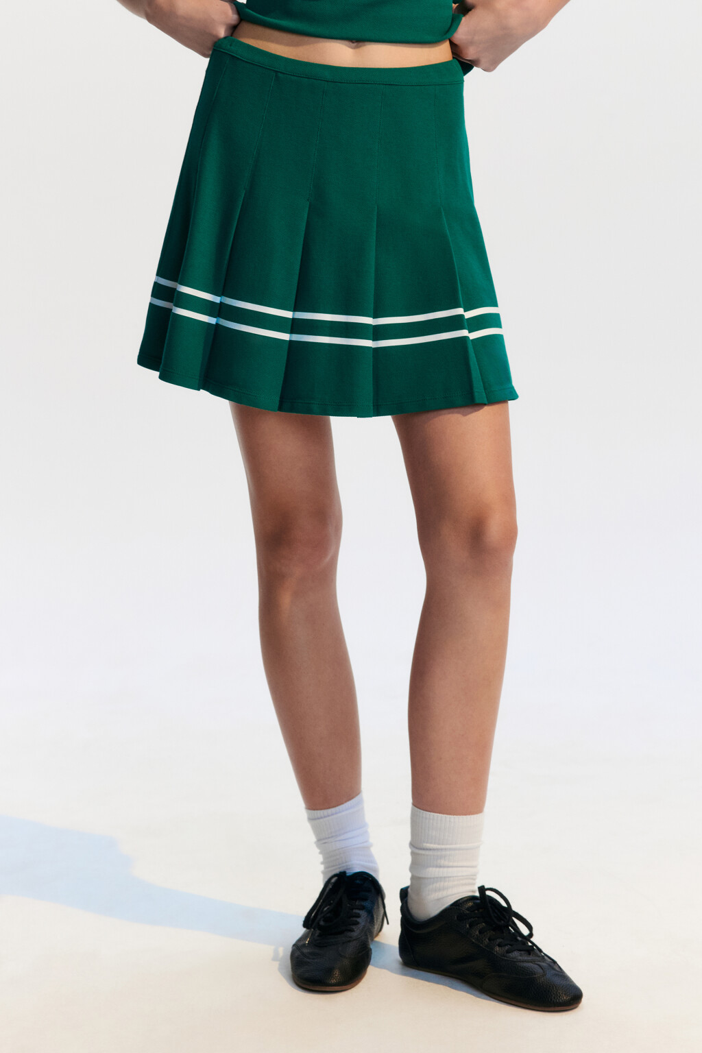 Юбка теннисная в крупную складку - цвет зеленый - 2