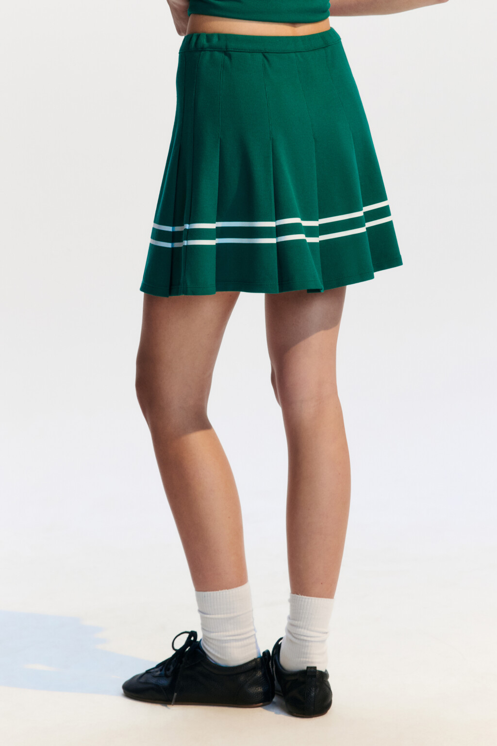 Юбка теннисная в крупную складку - цвет зеленый - 3
