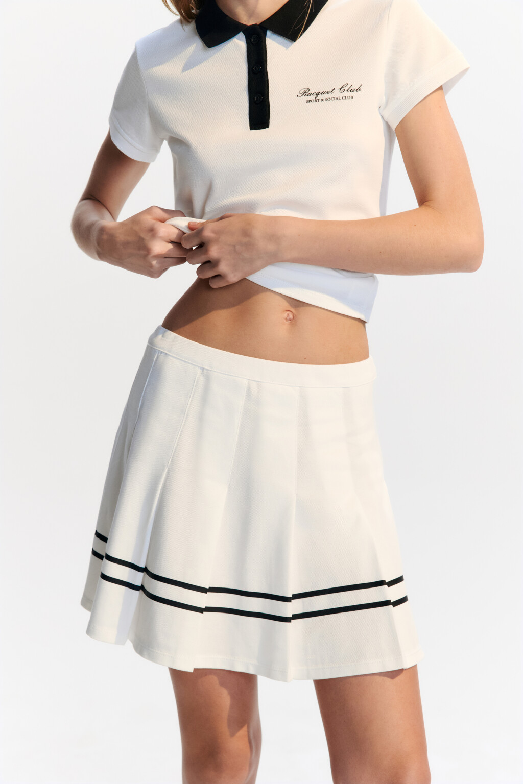 Юбка теннисная в крупную складку - цвет ванильный - 1