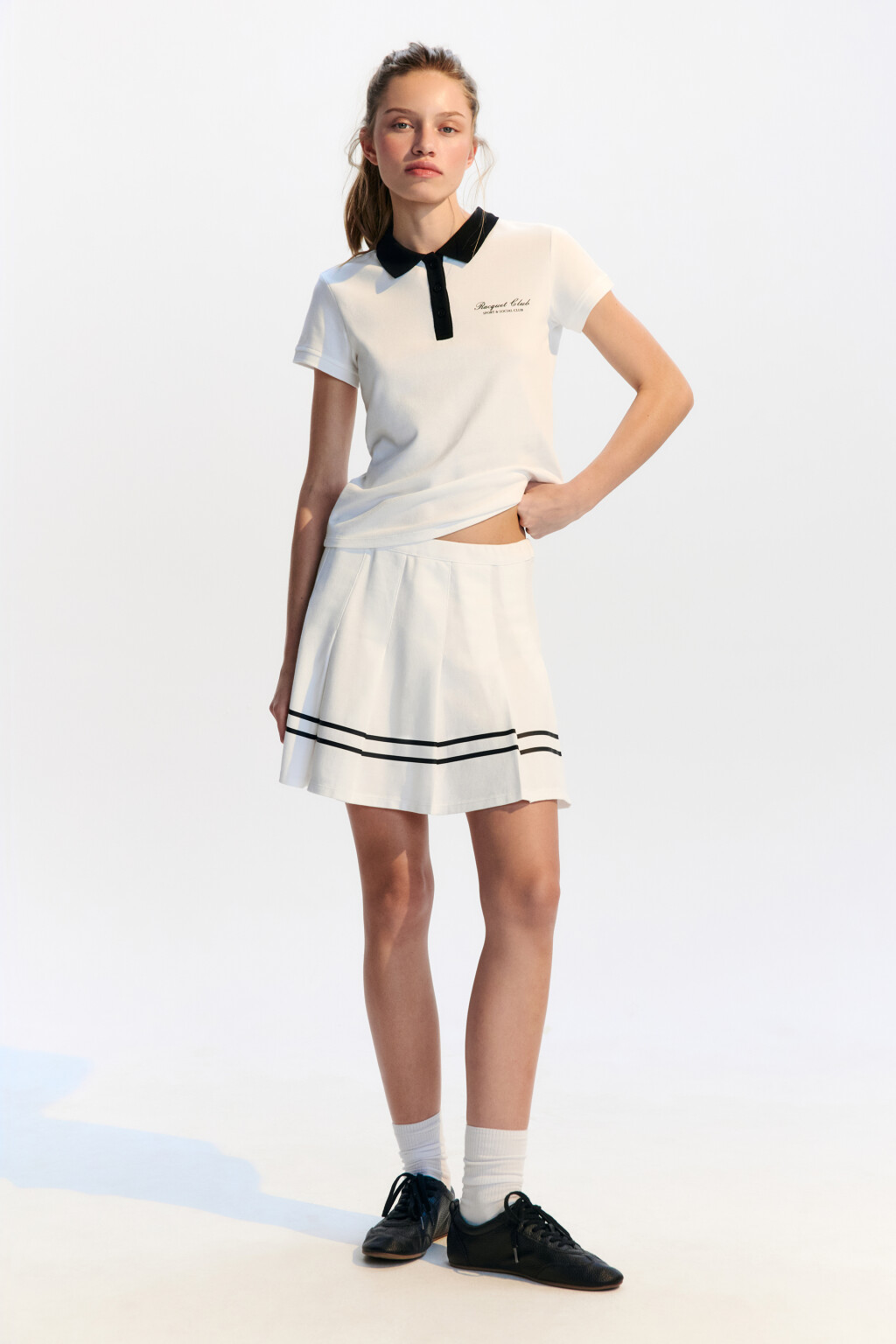 Юбка теннисная в крупную складку - цвет ванильный - 4