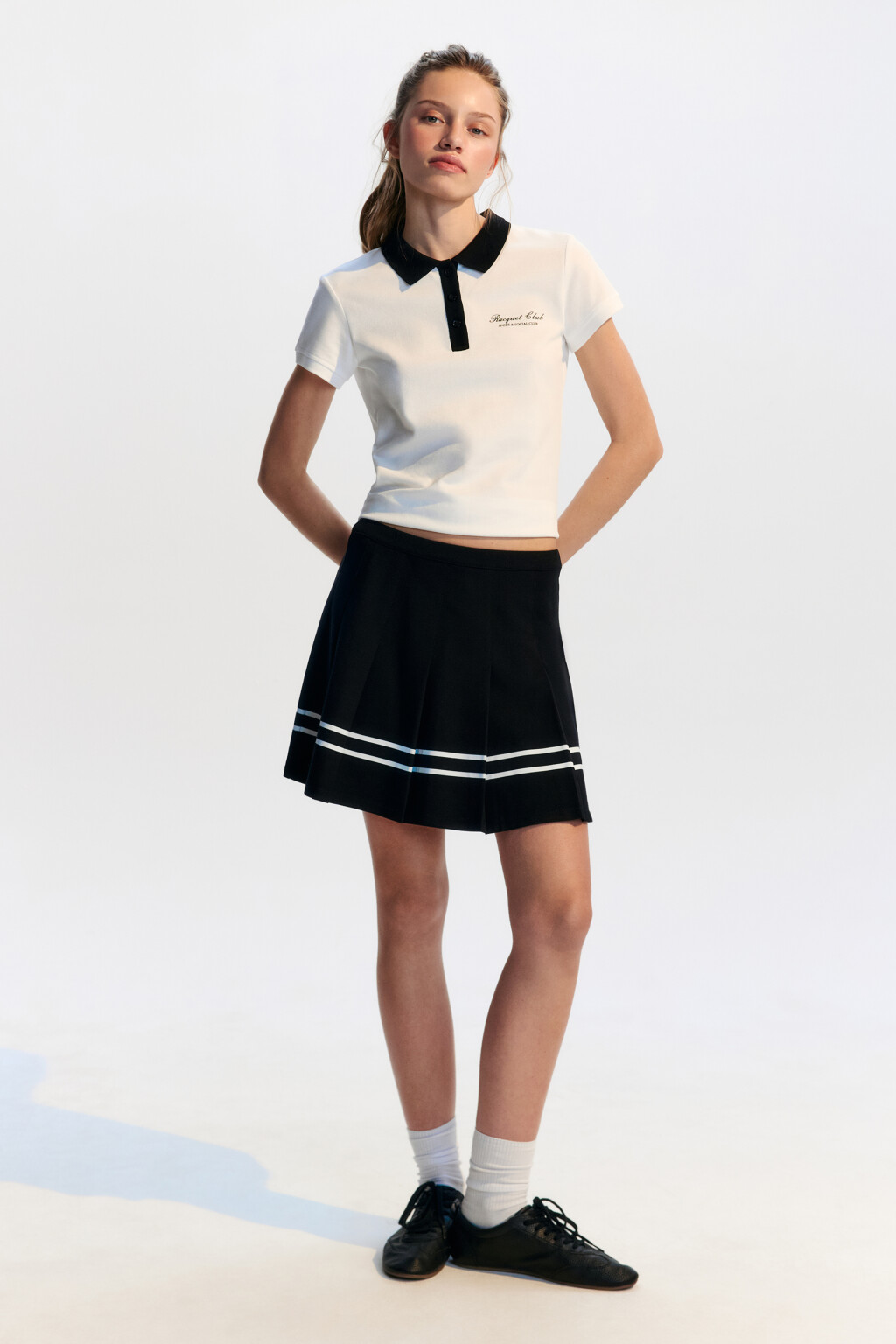 Юбка теннисная в крупную складку - цвет черный - 5