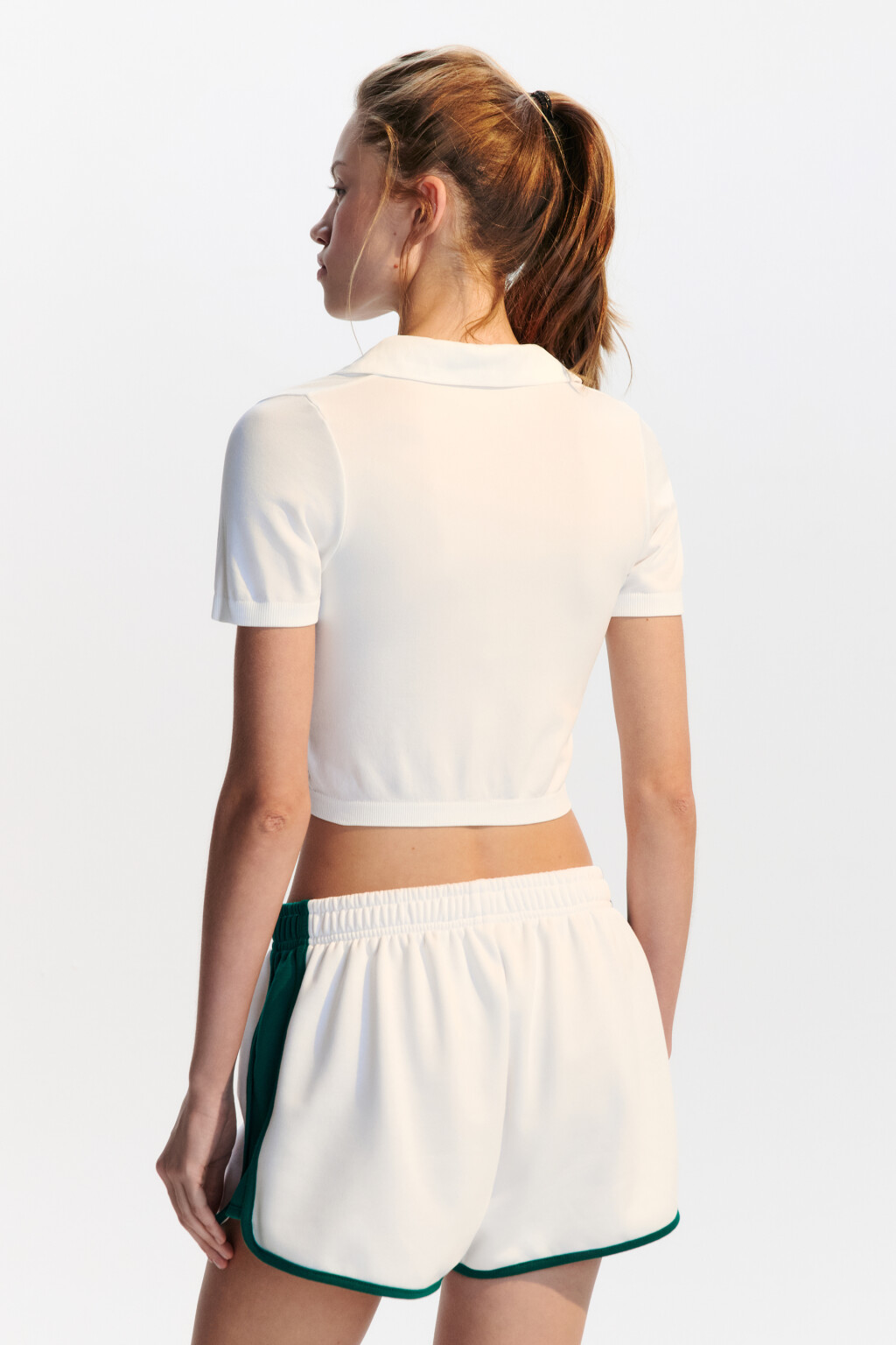 Футболка-поло спортивная в рубчик - цвет ванильный - 3