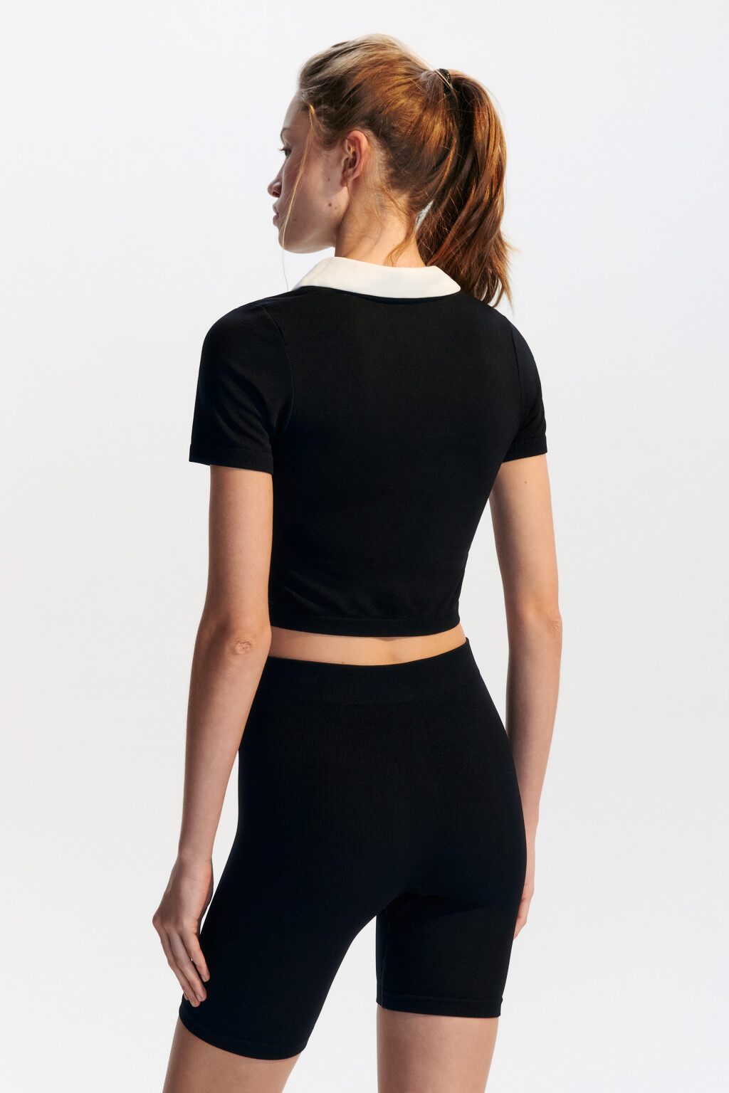 Футболка-поло спортивная в рубчик - цвет черный - 3