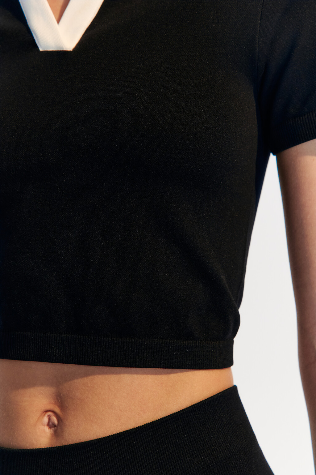 Футболка-поло спортивная в рубчик - цвет черный - 6