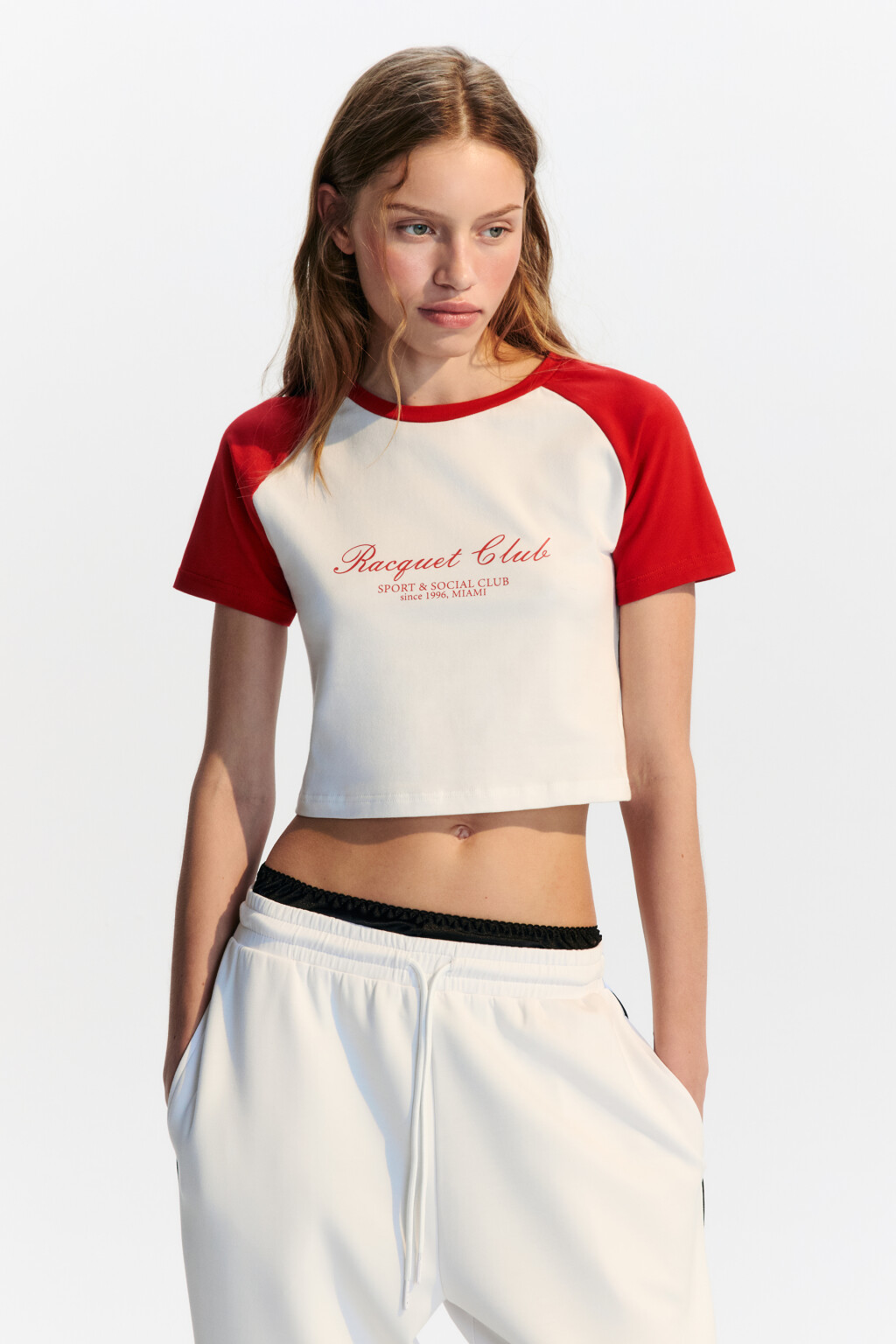 Футболка-топ спортивная с принтом - цвет красный - 2