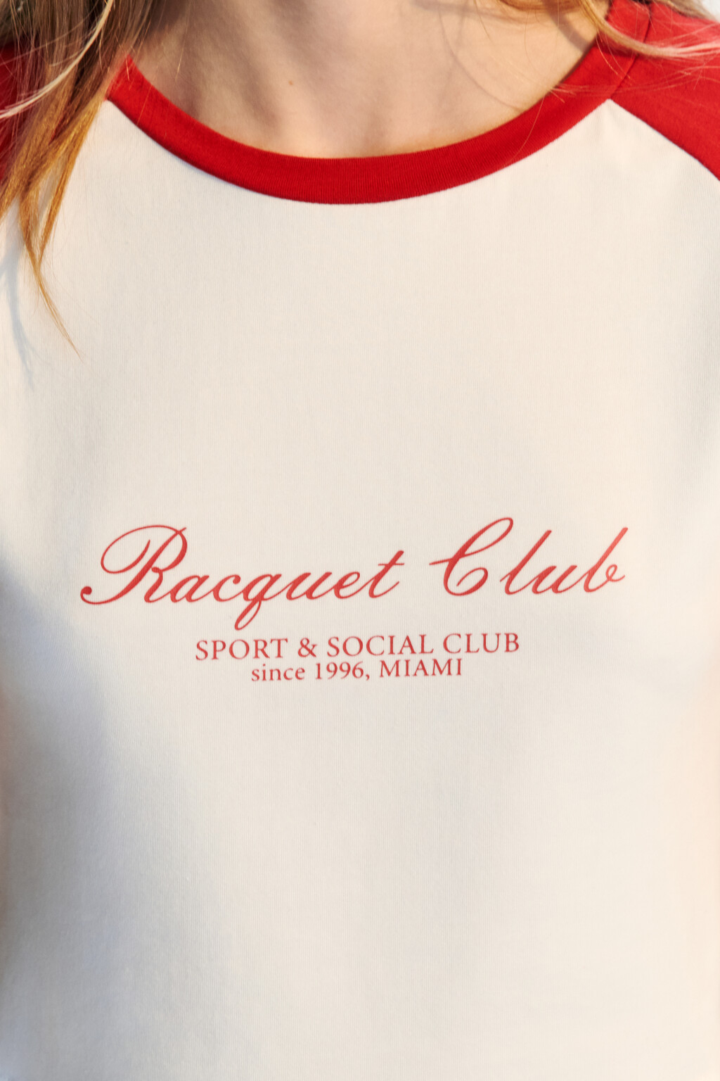 Футболка-топ спортивная с принтом - цвет красный - 5