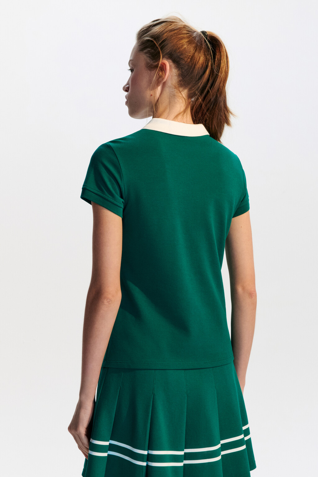 Футболка-поло спортивная с надписью - цвет зеленый - 3