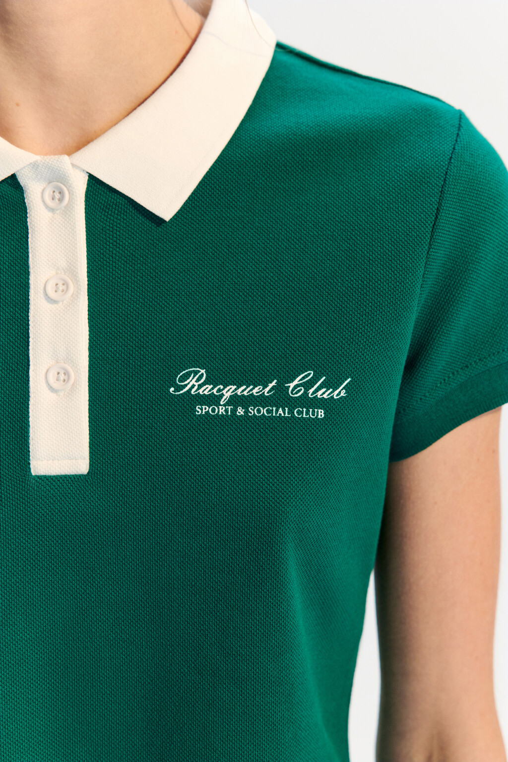 Футболка-поло спортивная с надписью - цвет зеленый - 5
