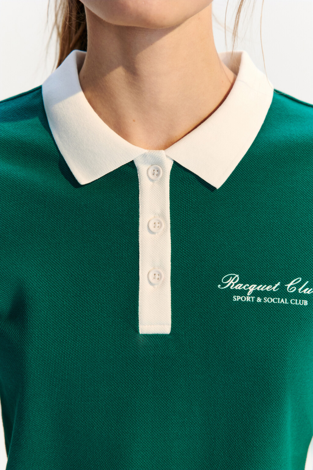 Футболка-поло спортивная с надписью - цвет зеленый - 6