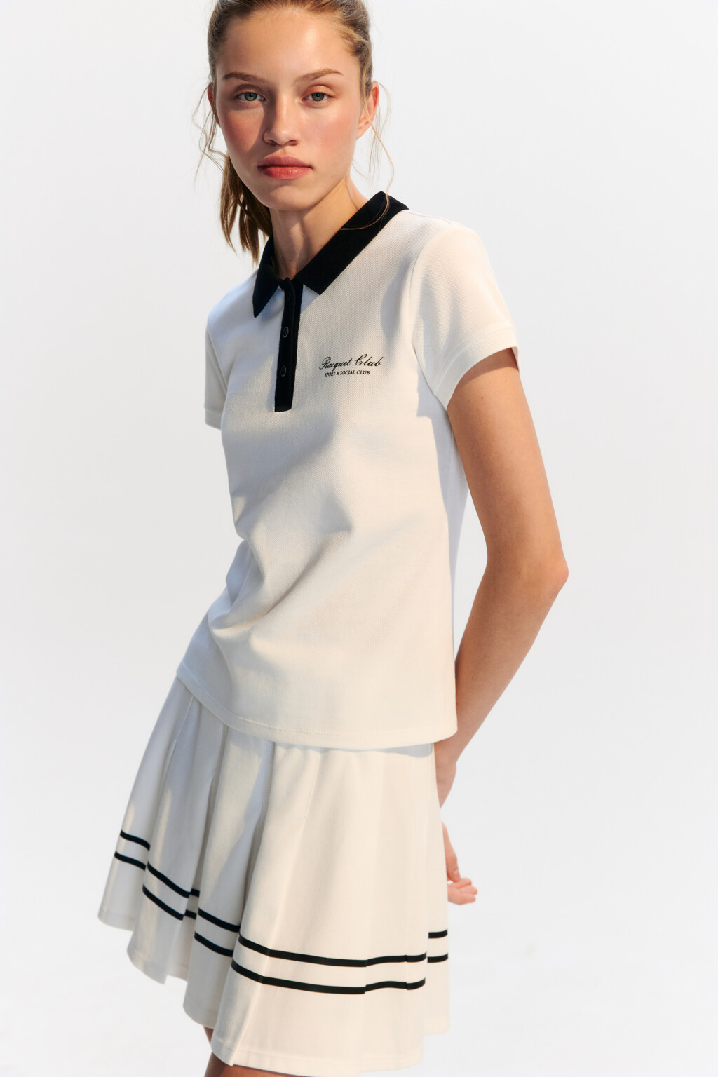 Футболка-поло спортивная с надписью - цвет ванильный - 1