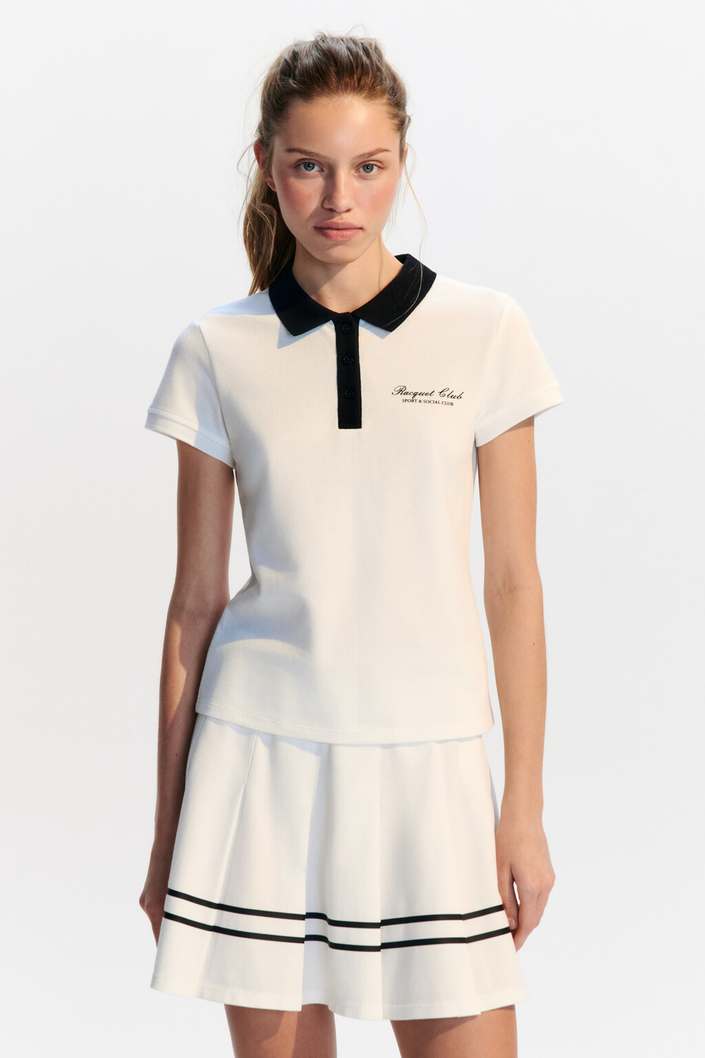 Футболка-поло спортивная с надписью - цвет ванильный - 2