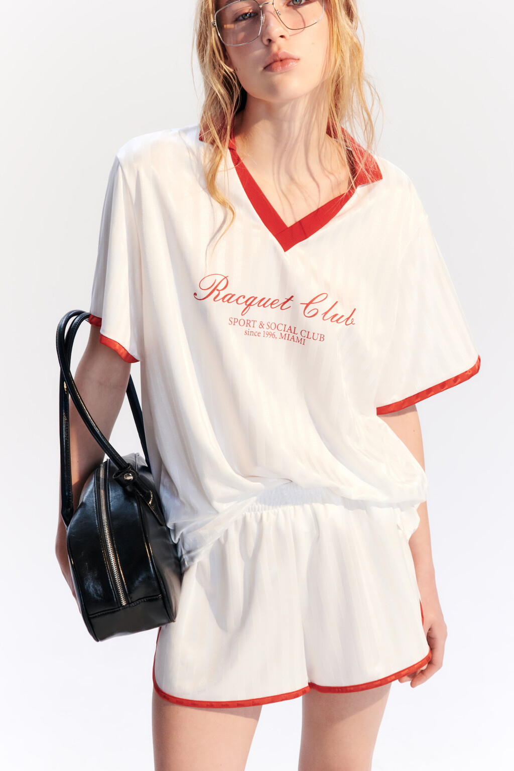 Футболка-джерси атласная с принтом - цвет ванильный - 1