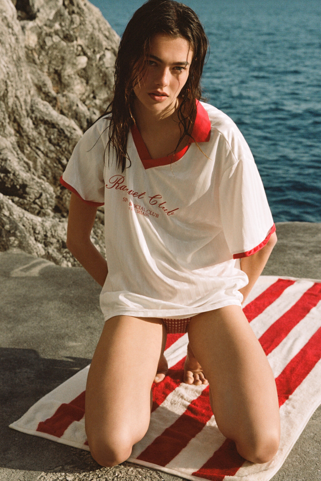 Футболка-джерси атласная с принтом - цвет ванильный - 8