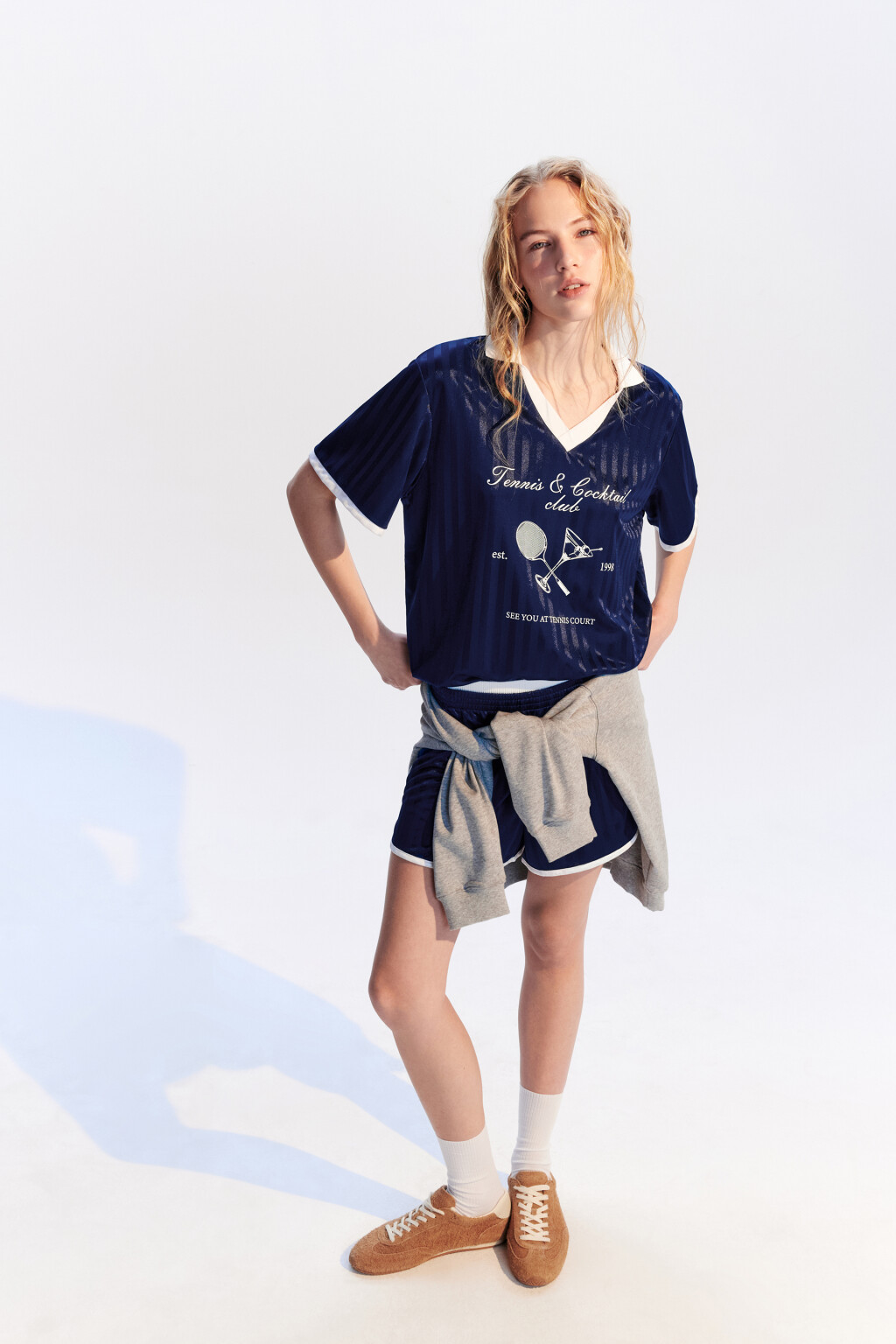 Футболка-джерси атласная с принтом - цвет синий - 2