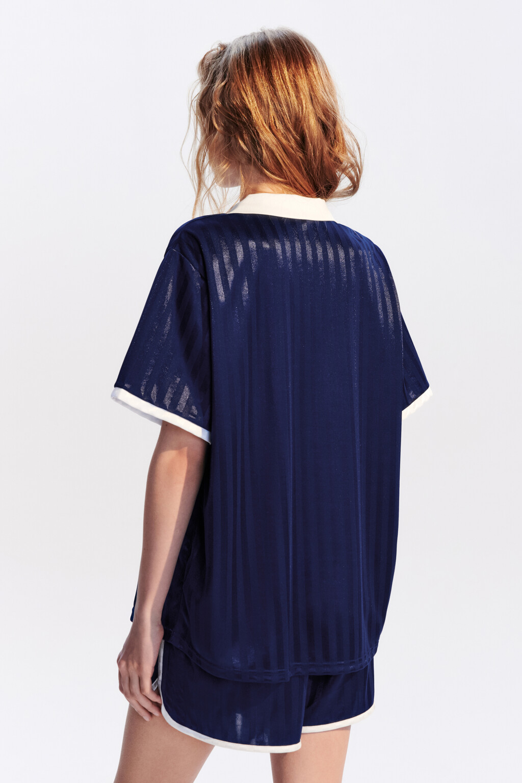 Футболка-джерси атласная с принтом - цвет синий - 4