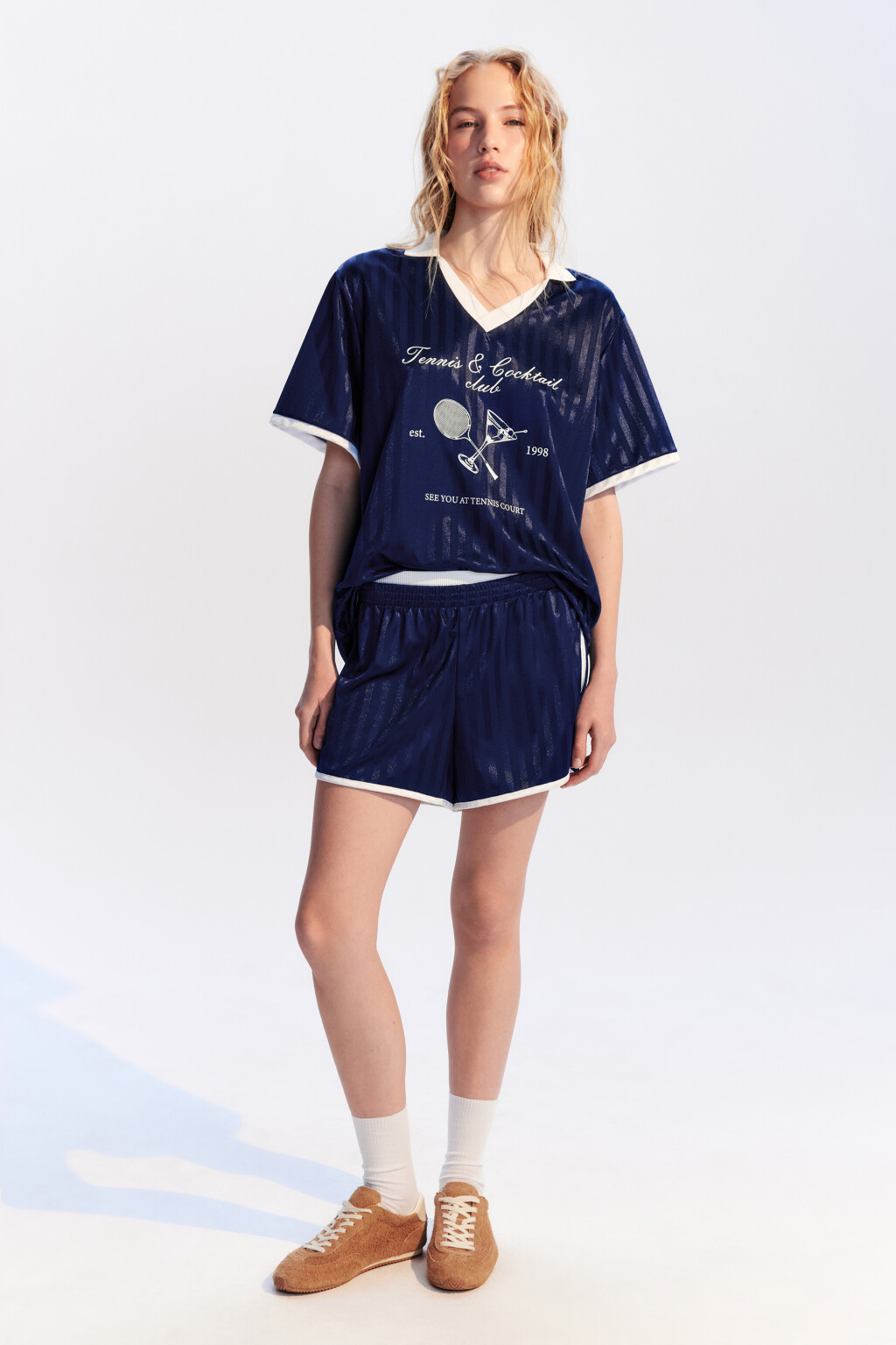 Футболка-джерси атласная с принтом - цвет синий - 5