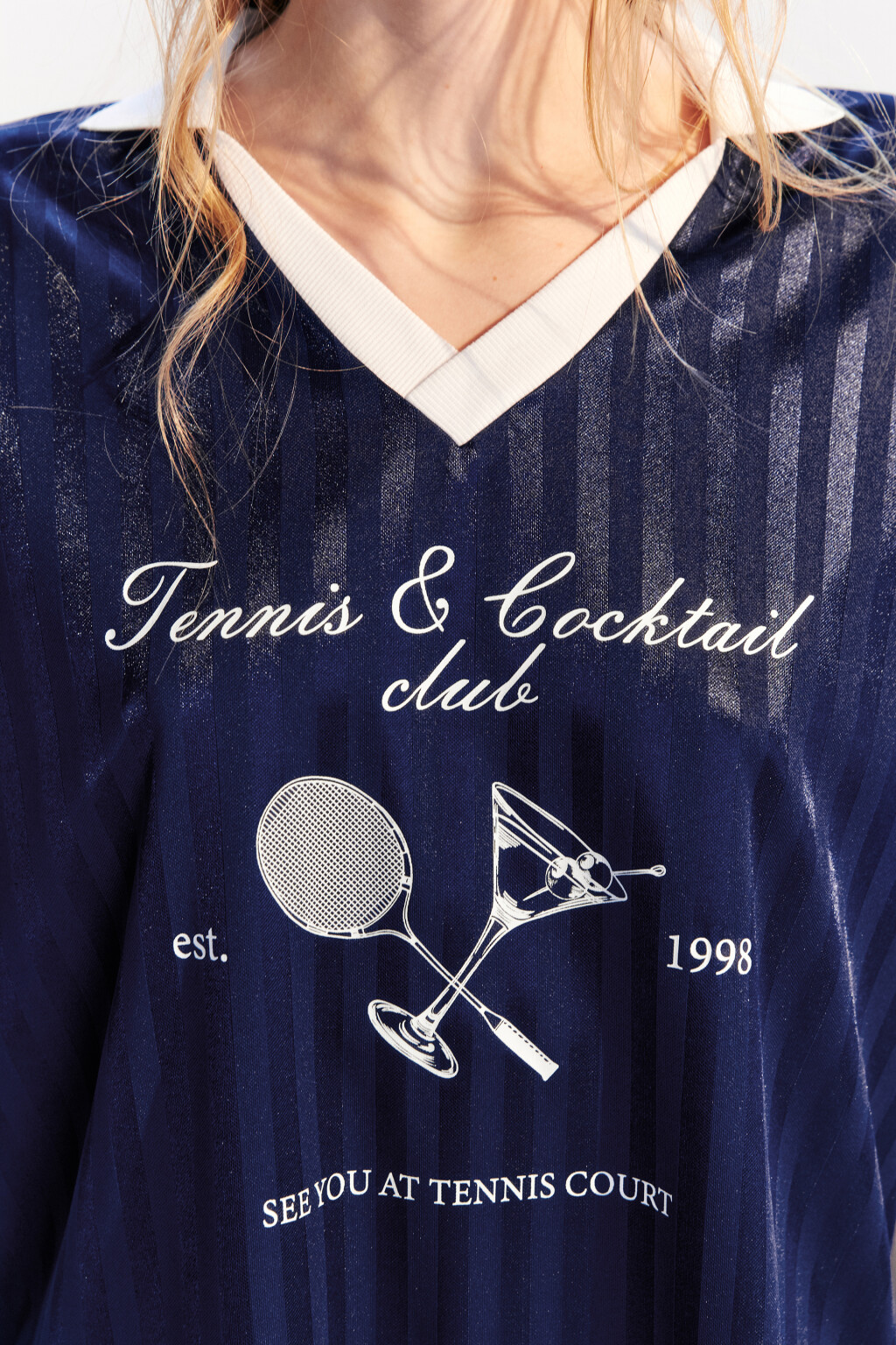 Футболка-джерси атласная с принтом - цвет синий - 6