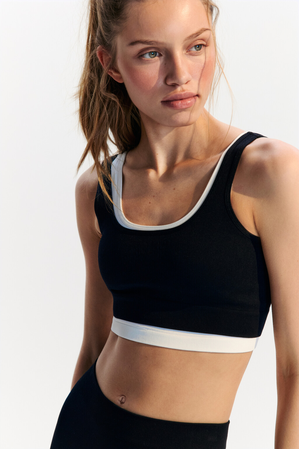 Топ-майка спортивный двуслойный - цвет черный - 1